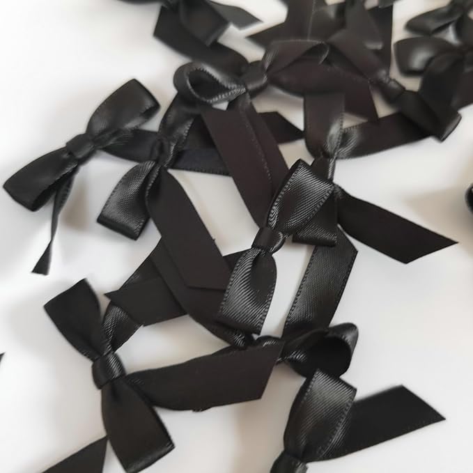 50pcs 1-1/2" Mini Black Satin Ribbon Bows Without Twist Ties - Image 8