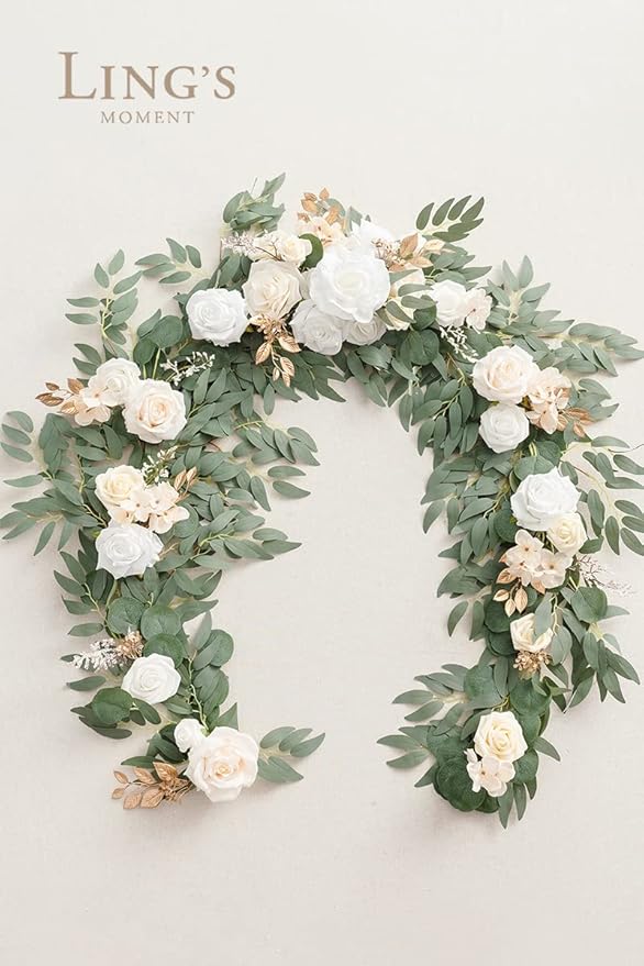 Ling's Moment Flower Garland - 6FT Eucalyptus & Rose - Sweetheart Table Decor - Image 6