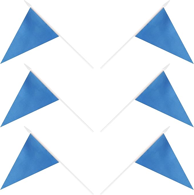 12 Pack Blue Pennant Flags Small Mini Hand Held Solid Color Pennant On Sticks - Image 7