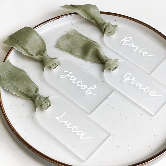 50Pcs Acrylic Place Card for Wedding Frosting Acrylic DIY Table Seating Cards by TETOU