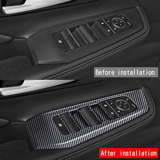 4pcs Carbon Fiber Style Front Rear Doors Window Glass Lift Switch Panel Cover - Image 6