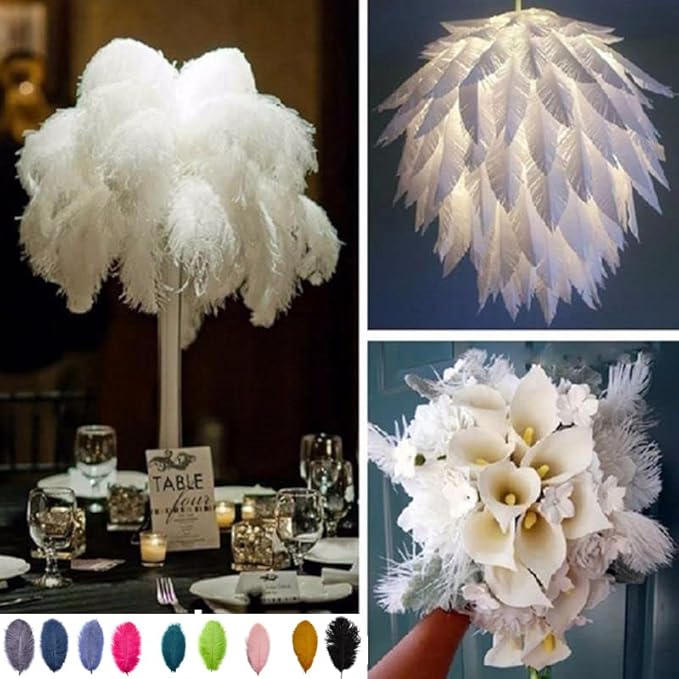 NEWONG 30pcs White Ostrich Feathers Natural Bulk 9-12inch Vase Craft Wedding - Image 7