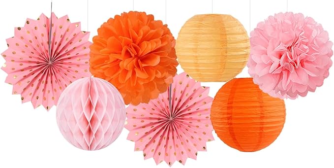 Pink-Orange Groovy-Thanksgiving Engagement Party-Decorations - Image 7
