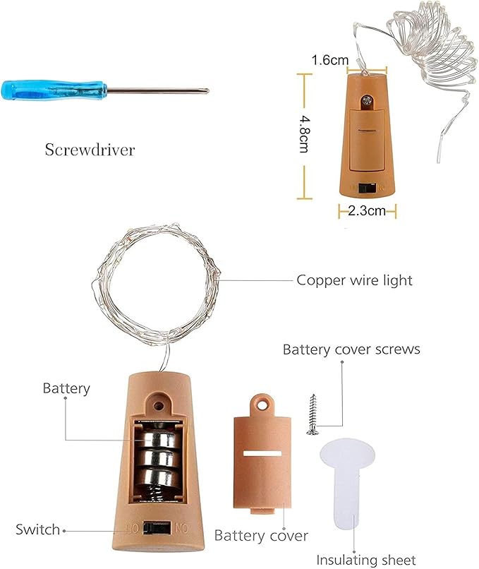 Wine Bottle Lights with Cork 15Pack 10 LED 40 Inches Battery Operated Silver - Image 2