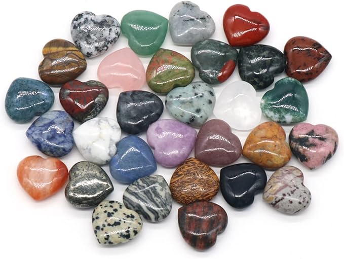 LE SKY 20 Pcs Natural Decorative Stones No Hole Heart Shape Healing Crystal by LE+SKY