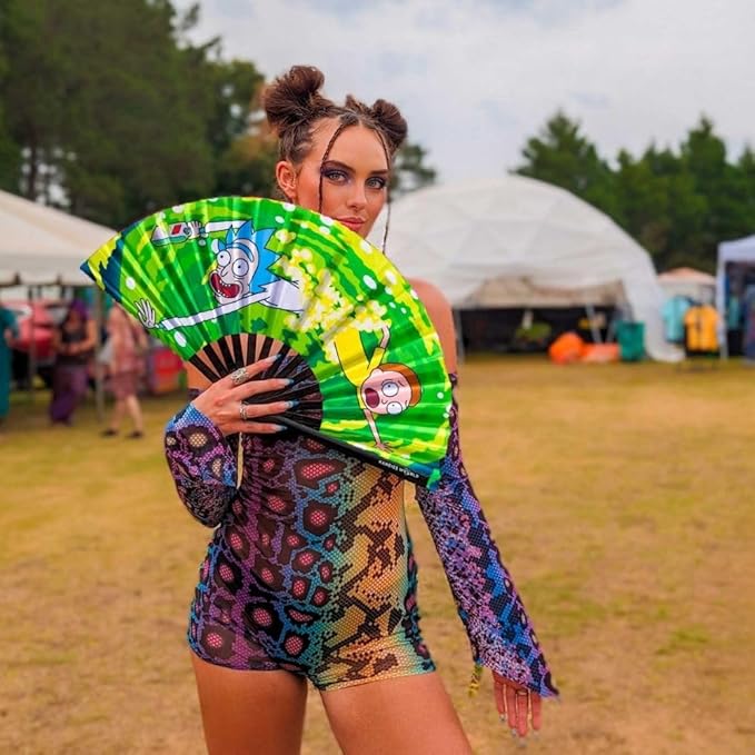 Kandies World UV Reactive Custom Festival Folding Hand Fan - Image 7
