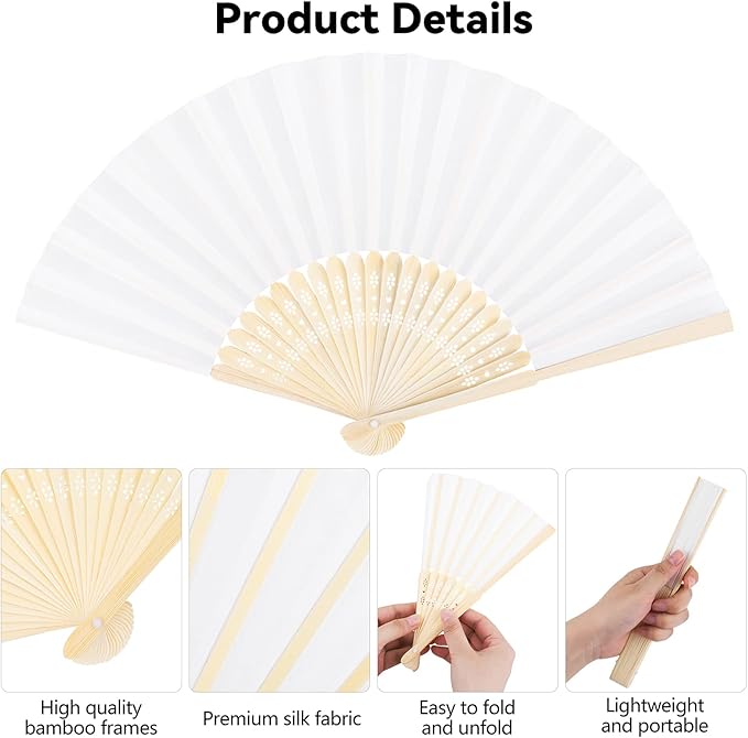 MCEAST 30 Pieces Silk Folding Fans - Image 3
