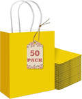 qiqee 50-Packs Gift Bag with Handles Bulk Bright Yellow Paper Bags Multiple Uses by Qiqee