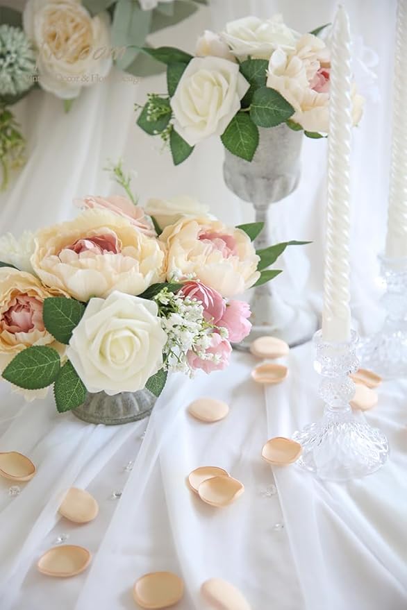 Floroom 300pcs Rose Petals Champagne Gold Faux Silk Flower Petals - Image 2