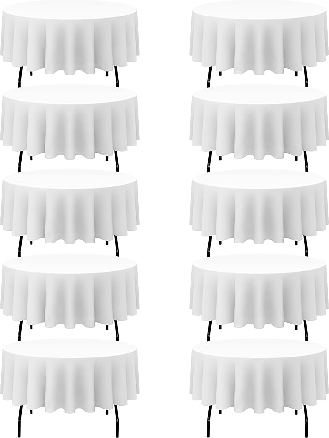 BRILLMAX 10 Pack White Round Tablecloths 90 Inch by BRILLMAX