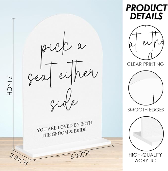 Pick a Seat Not a Side Wedding Sign, Engagement Bridal Shower Decor fo Ceremony - Image 2