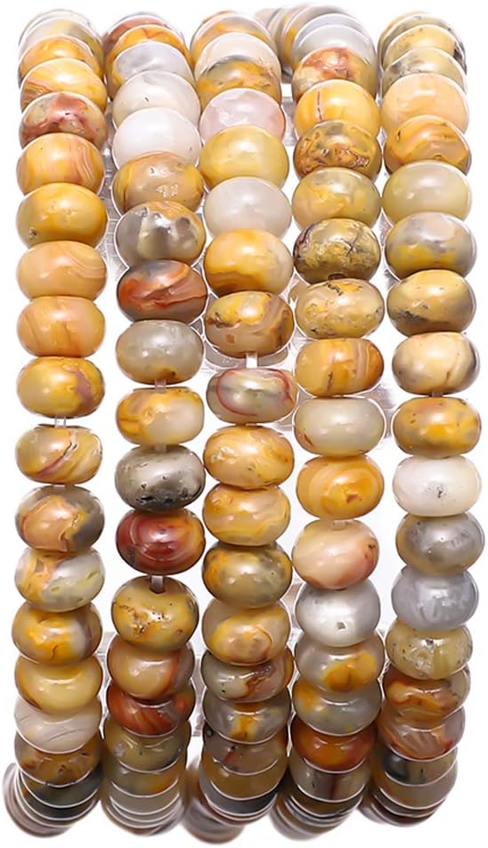 Natural Crazy Agate Stone Rondelle 4x6mm Loose Semi Gemstone Beads by Beadia