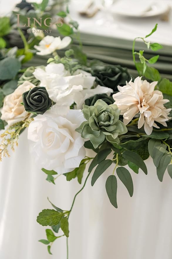 Ling's Moment Summer Green Flower Garland - 6FT Eucalyptus & Rose - Sweetheart - Image 3