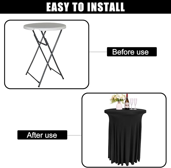 6 Pack Round Cocktail Tablecloth 32"x 43" Spandex Cocktail Table Skirt - Image 5