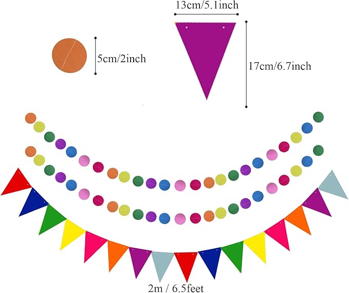 ZERODECO Party Decoration, Pom Poms Flowers, Garlands String Polka Dot and - Image 5