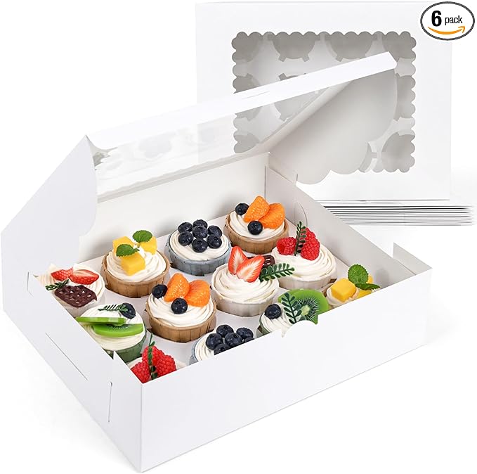 VGOODALL 6PCS White Cupcake Containers by VGOODALL