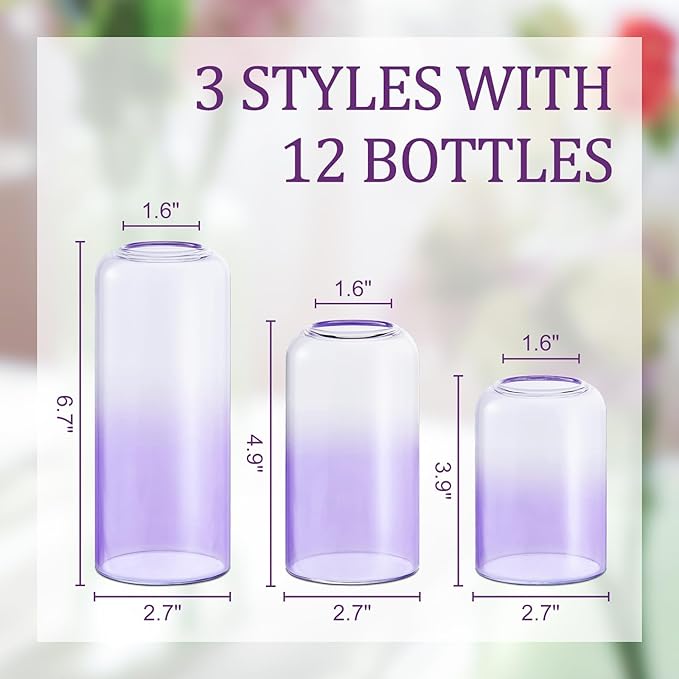 12Pcs Purple Vase Glass Bud Vases Set, Small Vases - Image 2