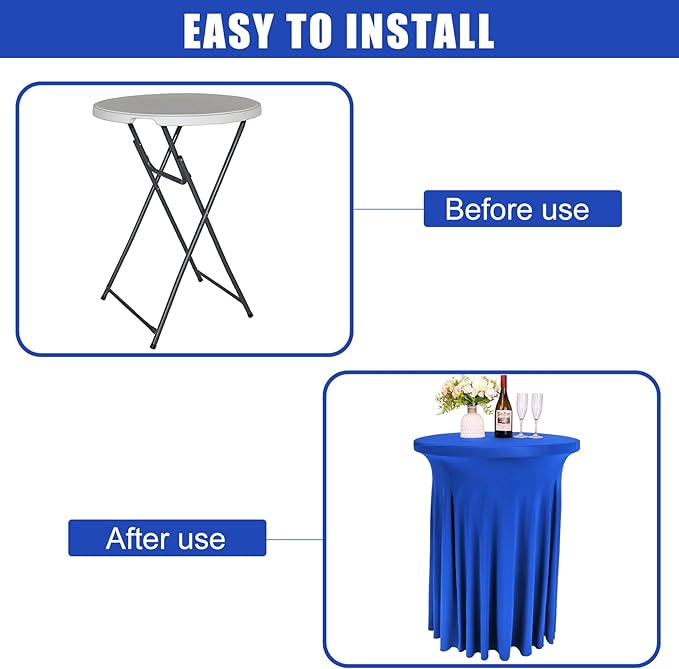 6 Pack Round Cocktail Tablecloth 32"x 43" Spandex Cocktail Table Skirt - Image 5