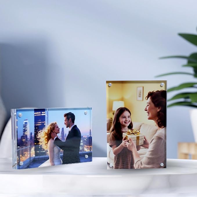 4×6 Acrylic Photo Frames 3 Pack, 10mm+10mm Thick Magnetic Double Sided - Image 6