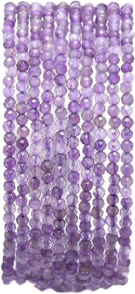 BEADIA Faceted Natural Amethyst Crystal Stone Round Loose Semi Gemstone Beads by Beadia