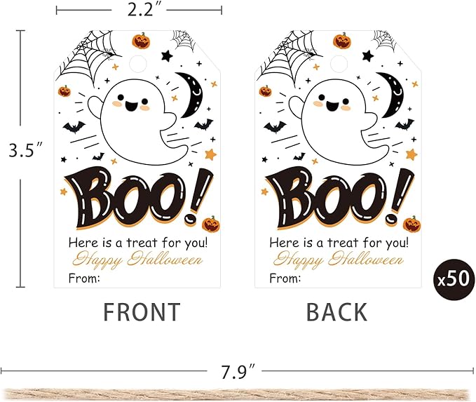Aukolass 50Pcs Boo Gift Tags, Halloween Treat Tag - Image 2