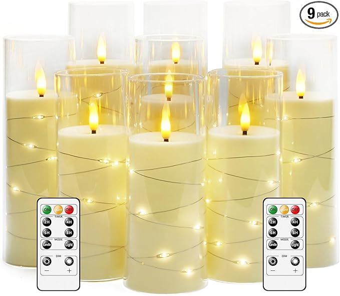 Flameless LED Candles with Timer 9 Pc Flickering Flameless Candles by FLAMELESSCANDLES