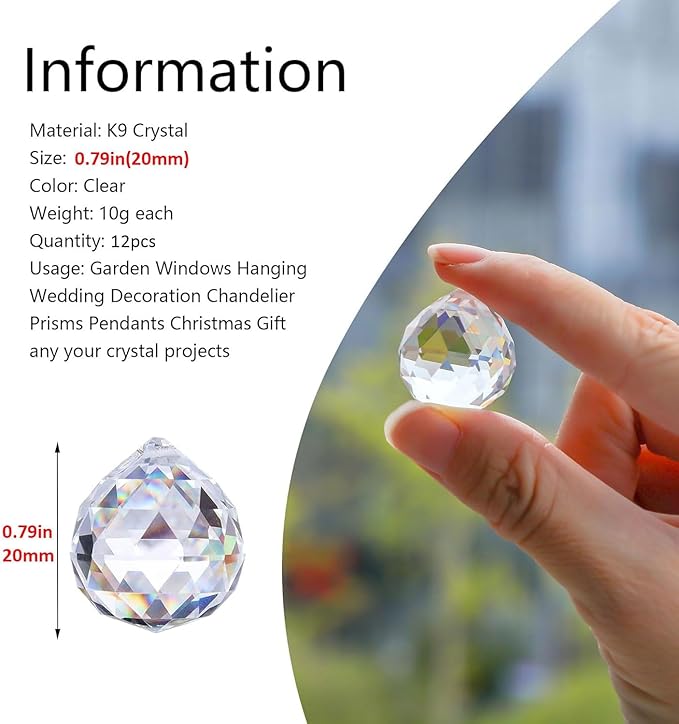 Crystalsuncatcher 20mm/0.78inch Clear Glass Crystal Ball Prism Feng Shui Lamp - Image 2
