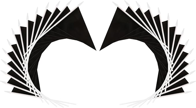 12 Pack Black Pennant Flags Small Mini Hand Held Solid Color Pennant On Sticks - Image 3