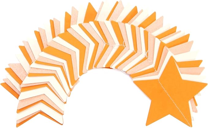 Orange-Beige Peach Party-Decorations Star Garland - 62ft Boho Fall Autumn - Image 3