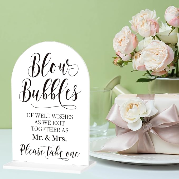 Wedding Blow Bubbles Sign, Blow Bubbles Desk Decor, Wedding Ceremony Party - Image 6