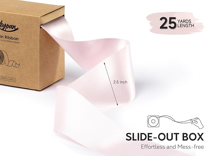 Light Pink Satin Ribbon 2.5 Inch Double-Faced Valentines Day Ribbons - Image 2