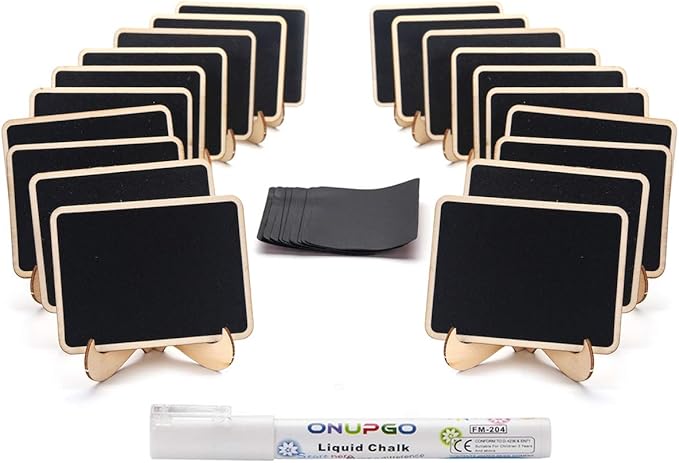 ONUPGO Mini Chalkboard Signs, 20 Pack Small Wooden Chalkboard Labels by ONUPGO