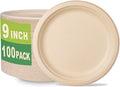 GreenWorks 100 Count 9“ Heavy-duty Compostable Plates, Unbleached Biodegradable by GreenWorks