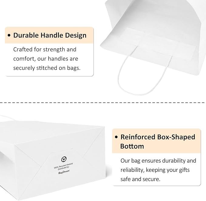 BagDream 50Pcs Gift Bags 8x4.25x10.5 Kraft Paper Gift Bags - Image 6