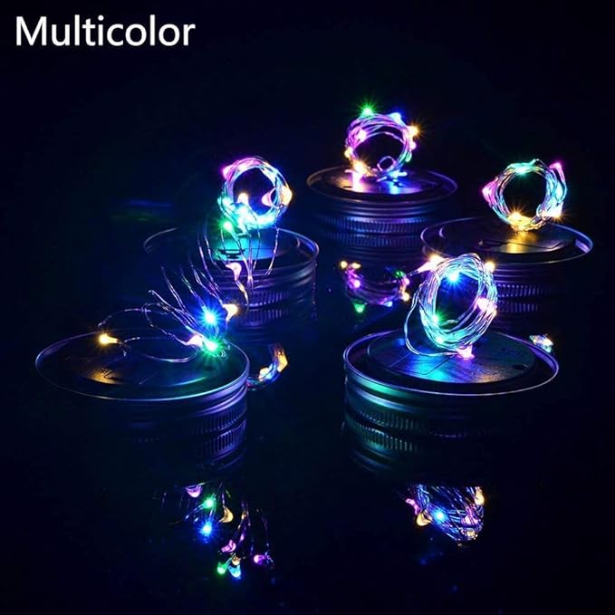 8 Pack Solar Outdoor Fairy Star Firefly Jar Lids Lights, Solar Fairy String - Image 2