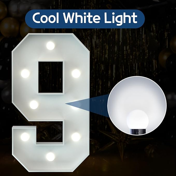 Marquee Numbers 3 Feet Tall Big Light Up Numbers 9th 19th 90th Happy Birthday - Image 2