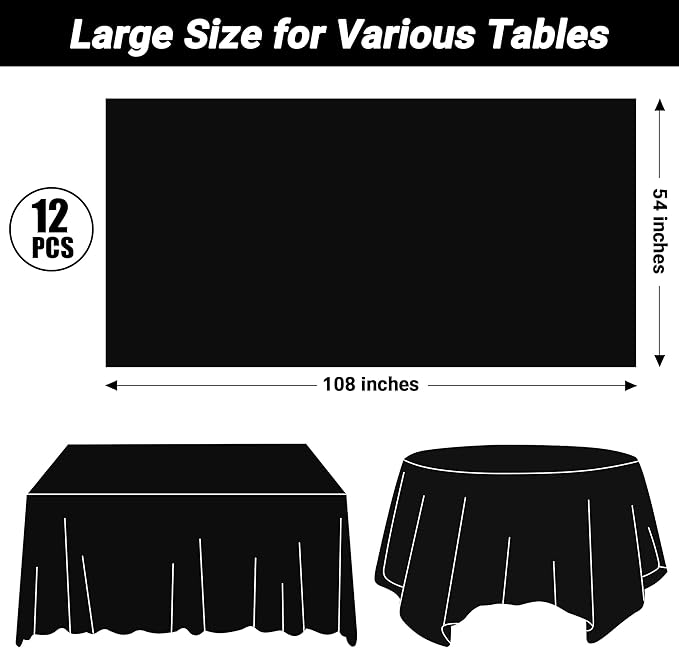 QZYL 12 PCS Table Cloth Rectangle, 54 X 108 in Disposable Christmas Table Cloth - Image 2