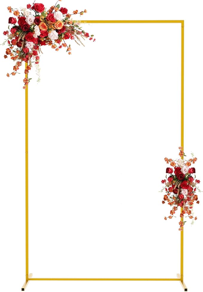 Asee'm 6.6FTx4FT Gold Wedding Arch Backdrop Stand Square Metal Rectangular Arch by Aseem