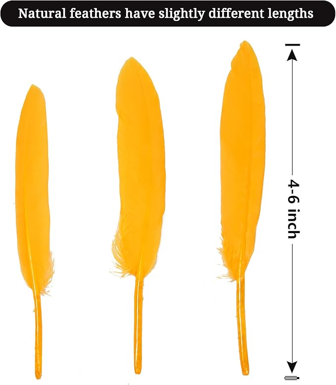 FeelfunFeather 120pcs Golden Yellow Goose Cochettes Feather Natural Bulk 4-6 - Image 2
