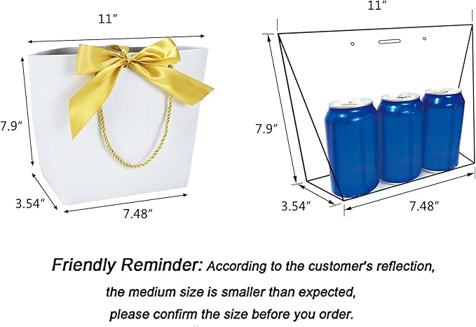 HUAPRINT Gift Bags with Handles, 7.48×3.54×7.9 inches, Party Favor Bags with - Image 2