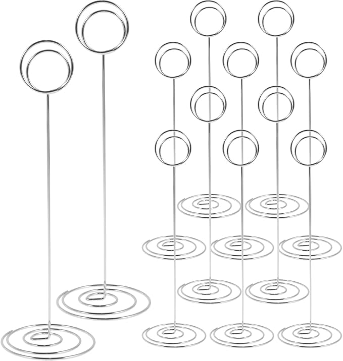 12Pcs Table Number Holder 8.66inch Tall Metal Iron Place Card Holder by Unknown