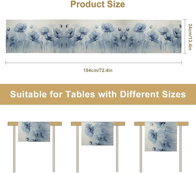 Abstract Floral Table Runner, 13x60 Inch - Image 2