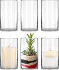 6 Pack Clear Glass Cylinder Vases, 6 Inch Flowers Vase, Floating Candle Holder by PINIWON