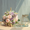 Artificial Peonies Silk Flowers Bouquet in Glass Vase Faux Flowers Bouquets by JARELING