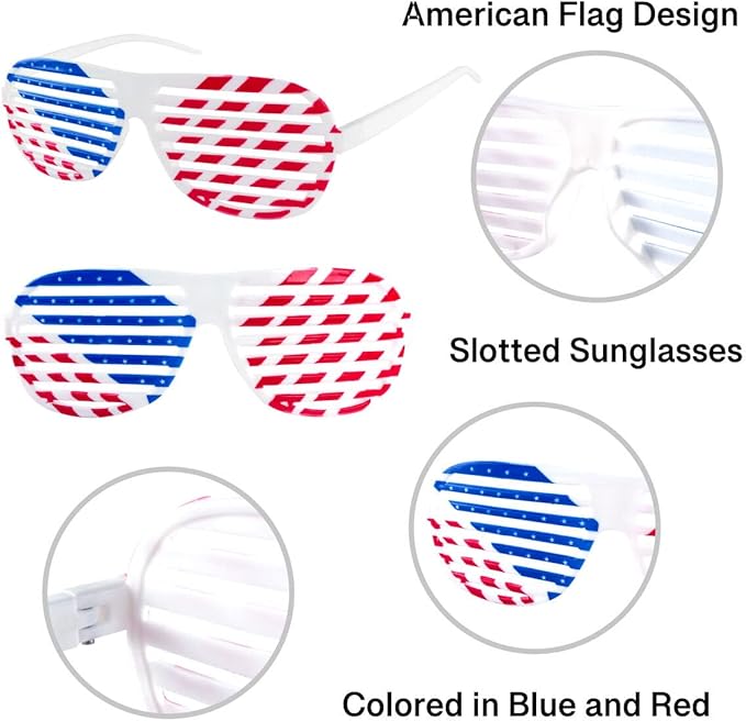 American Flag USA Patriotic Design Plastic Shutter Glasses Shades Sunglasses - Image 5