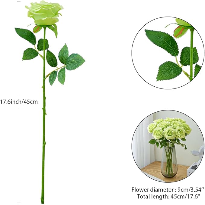 Artificial Rose 10pcs Open Flower Bouquet Faux Rose Stems - Image 4