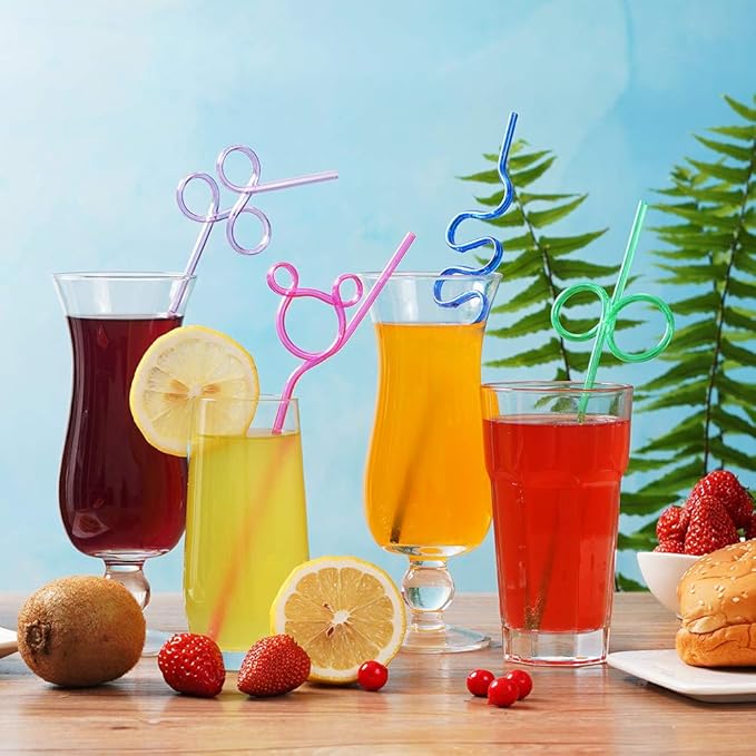 24 Pcs Silly Crazy Straws for Kids Reusable Plastic Loop Curly Crazy Drinking - Image 9