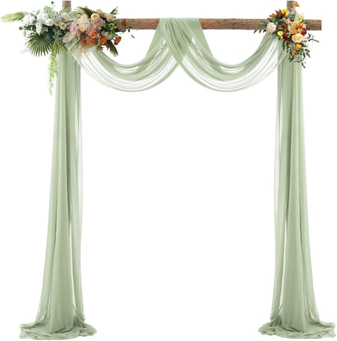 Sage Arch Drapes for Wedding Arch Draping Fabric Sheer Backdrop Curtain for - Image 2