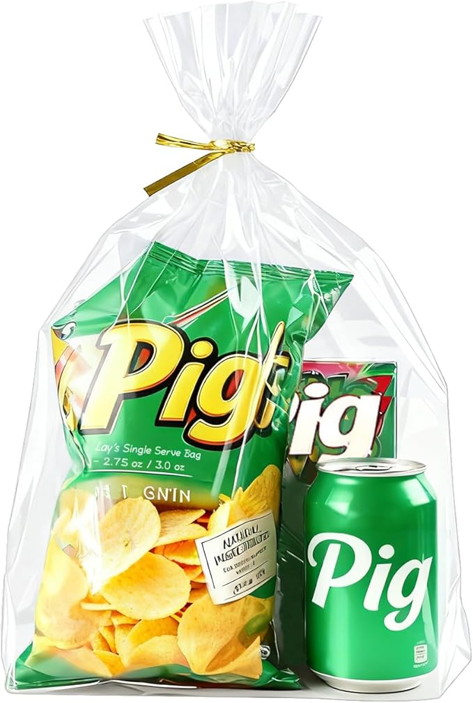 PigPotParty 10"x 14", Cellophane Mug Treat Goodie Bags by PigPotParty