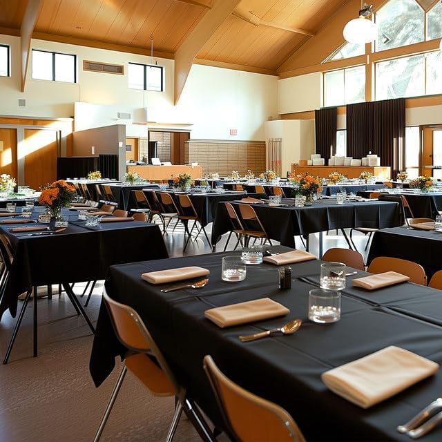 Black Plastic Table Cover Roll - 54IN x 100FT - Image 3